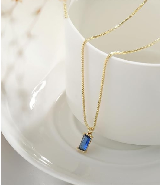 Minimalist Saphir Pendant Halskette | Weiß Gold