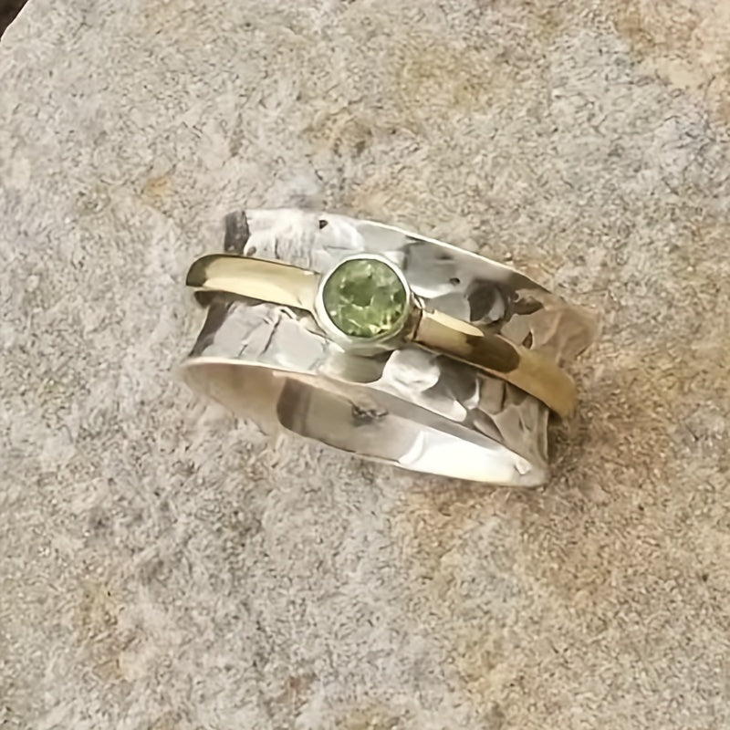 Silber and Gold Rustic Band Ring