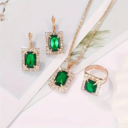 Gold Smaragd Rectangular Schmuckset