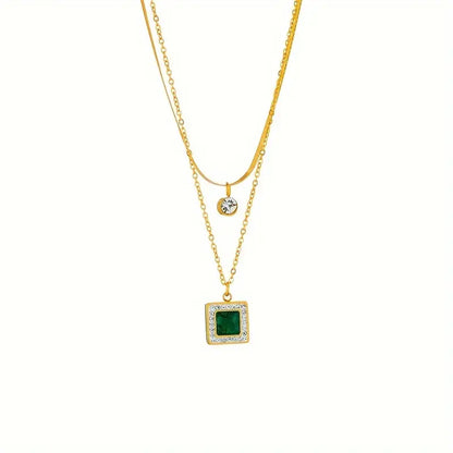 Gold Smaragd Layered Halskette