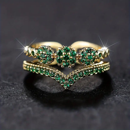 Gold Smaragd Cluster Ring