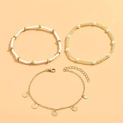 Coastal Anhänger 3-Piece Layered Anklet Set | Gold