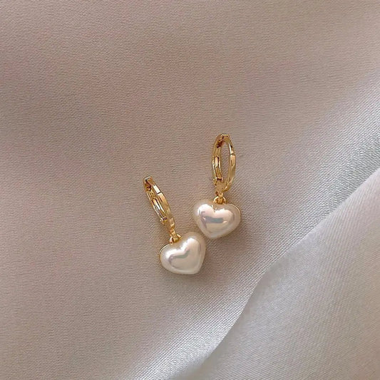 Gold Herz Perle Ohrhänger
