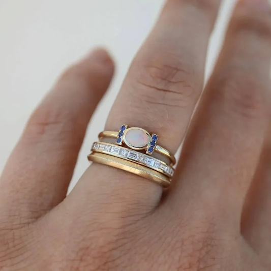 Gold Stacked Bezel Ring-Set