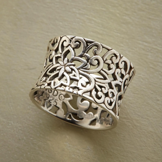 Silber Ornate Filigree Ring