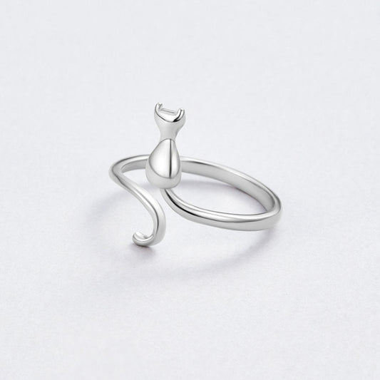 Silber Cat Motif Ring