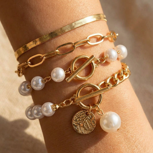 Premium Layered Perlenarmband Set