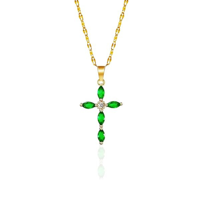 Smaragd Cross Halskette | Gold